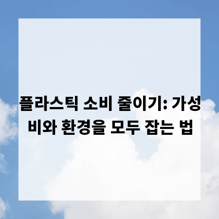 플라스틱 소비 줄이기: 가성비와 환경을 모두 잡는 법