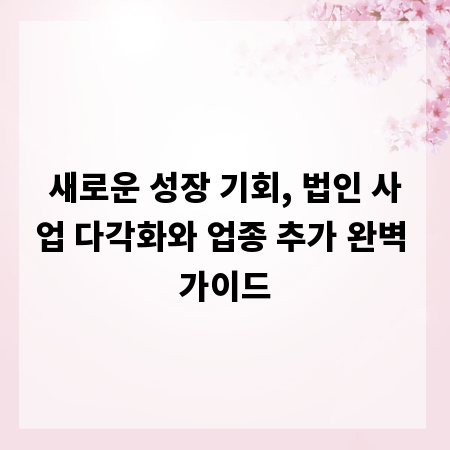 새로운 성장 기회, 법인 사업 다각화와 업종 추가 완벽 가이드