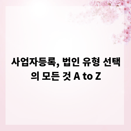 사업자등록, 법인 유형 선택의 모든 것 A to Z