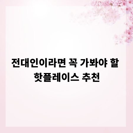 전대인이라면 꼭 가봐야 할 핫플레이스 추천