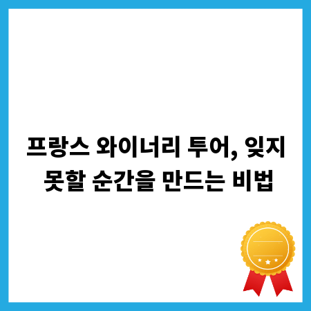 프랑스 와이너리 투어, 잊지 못할 순간을 만드는 비법