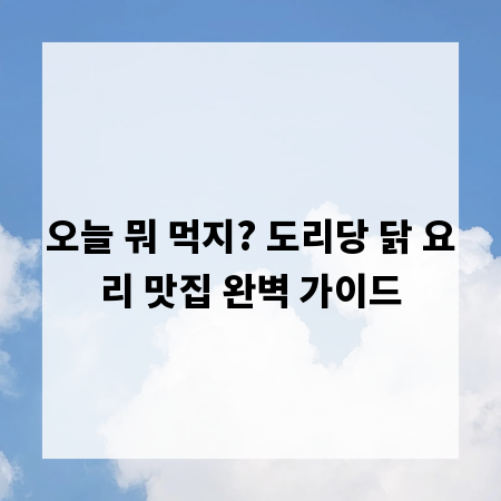오늘 뭐 먹지? 도리당 닭 요리 맛집 완벽 가이드
