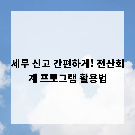 세무 신고 간편하게! 전산회계 프로그램 활용법
