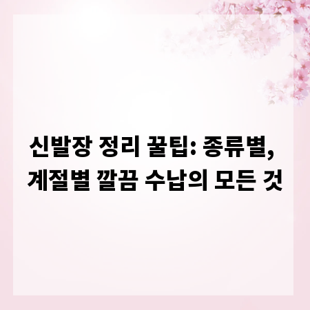 신발장 정리 꿀팁: 종류별, 계절별 깔끔 수납의 모든 것