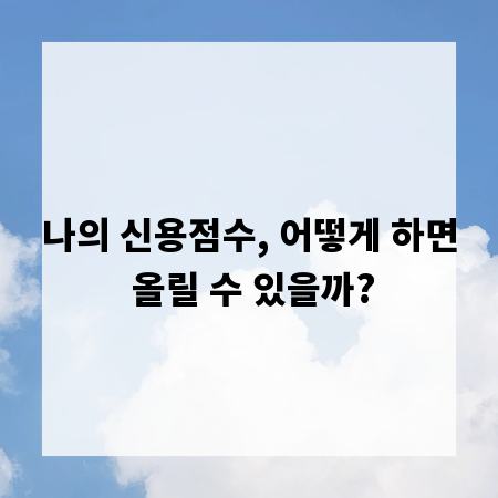 나의 신용점수, 어떻게 하면 올릴 수 있을까?
