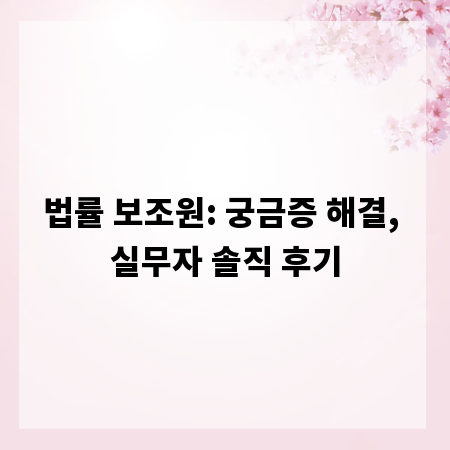 법률 보조원: 궁금증 해결, 실무자 솔직 후기