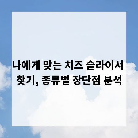 나에게 맞는 치즈 슬라이서 찾기, 종류별 장단점 분석