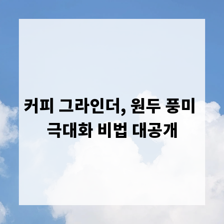 커피 그라인더, 원두 풍미 극대화 비법 대공개