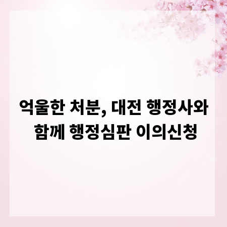 억울한 처분, 대전 행정사와 함께 행정심판 이의신청