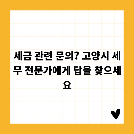 세금 관련 문의? 고양시 세무 전문가에게 답을 찾으세요