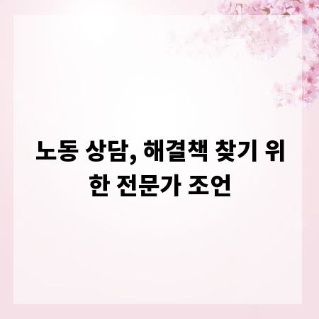 노동 상담, 해결책 찾기 위한 전문가 조언