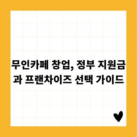 무인카페 창업, 정부 지원금과 프랜차이즈 선택 가이드