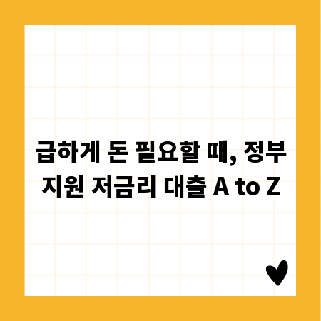 급하게 돈 필요할 때, 정부지원 저금리 대출 A to Z