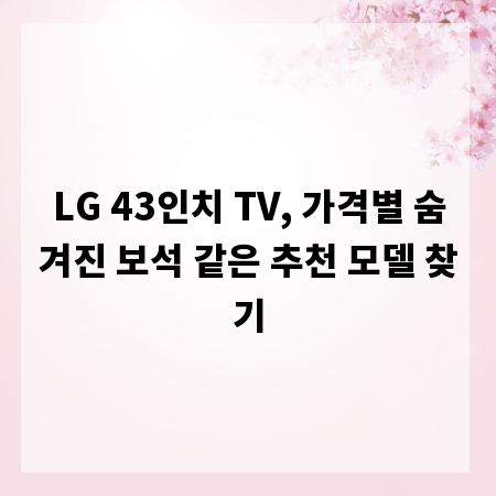 LG 43인치 TV, 가격별 숨겨진 보석 같은 추천 모델 찾기