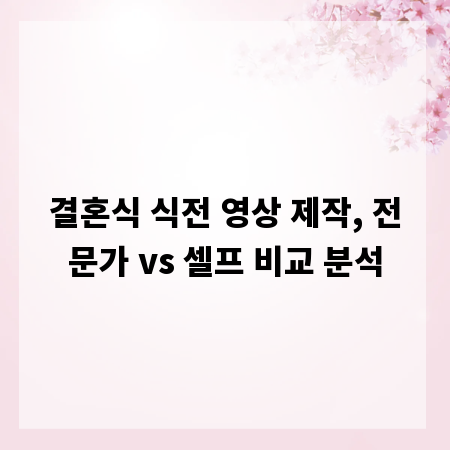 결혼식 식전 영상 제작, 전문가 vs 셀프 비교 분석