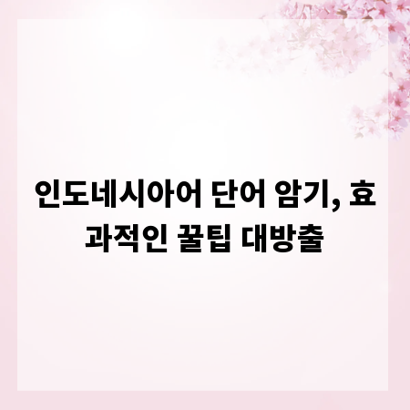 인도네시아어 단어 암기, 효과적인 꿀팁 대방출