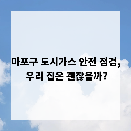 마포구 도시가스 안전 점검, 우리 집은 괜찮을까?