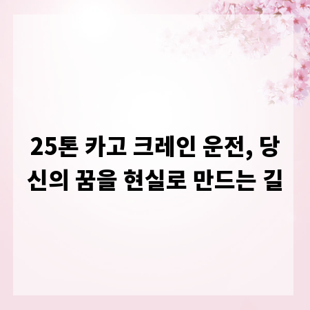 25톤 카고 크레인 운전, 당신의 꿈을 현실로 만드는 길