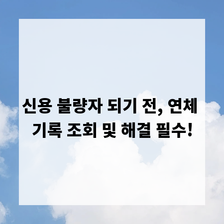 신용 불량자 되기 전, 연체 기록 조회 및 해결 필수!