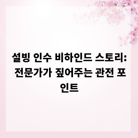 설빙 인수 비하인드 스토리: 전문가가 짚어주는 관전 포인트