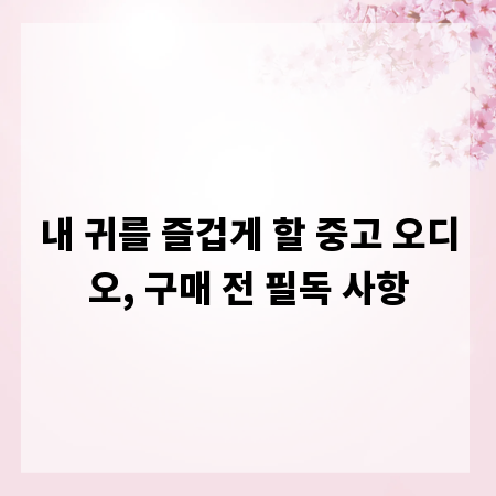 내 귀를 즐겁게 할 중고 오디오, 구매 전 필독 사항