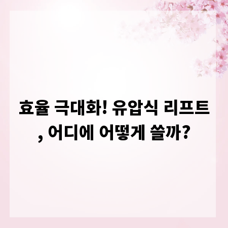 효율 극대화! 유압식 리프트, 어디에 어떻게 쓸까?