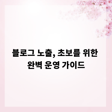 블로그 노출, 초보를 위한 완벽 운영 가이드