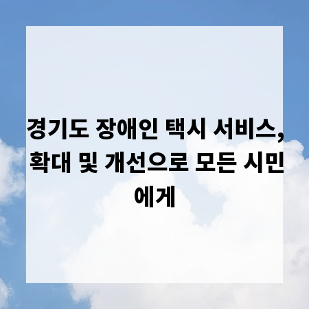 경기도 장애인 택시 서비스, 확대 및 개선으로 모든 시민에게