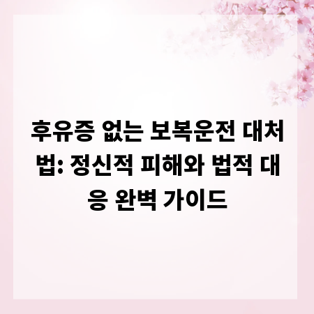 후유증 없는 보복운전 대처법: 정신적 피해와 법적 대응 완벽 가이드