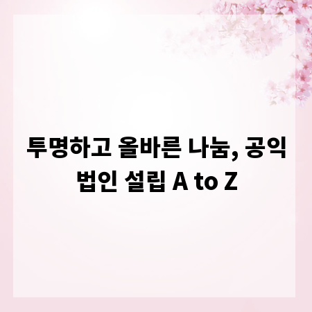 투명하고 올바른 나눔, 공익법인 설립 A to Z
