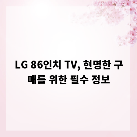 LG 86인치 TV, 현명한 구매를 위한 필수 정보