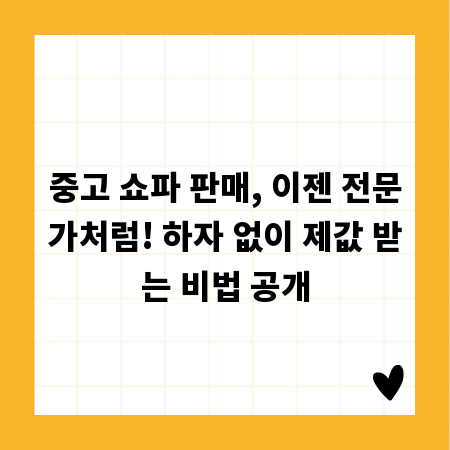 중고 쇼파 판매, 이젠 전문가처럼! 하자 없이 제값 받는 비법 공개