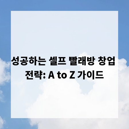 성공하는 셀프 빨래방 창업 전략: A to Z 가이드