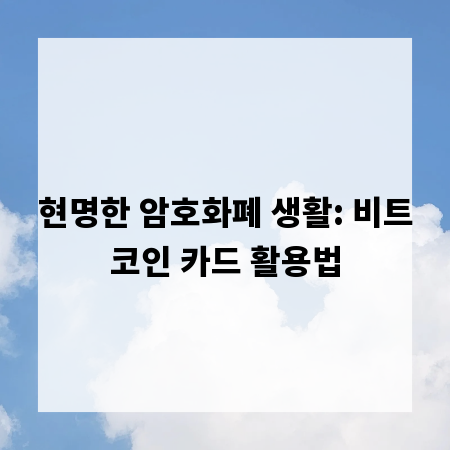현명한 암호화폐 생활: 비트코인 카드 활용법