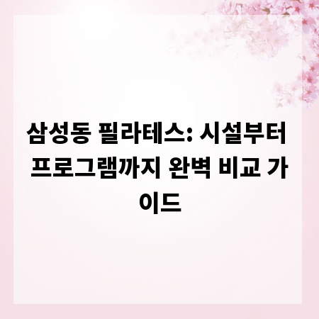 삼성동 필라테스: 시설부터 프로그램까지 완벽 비교 가이드