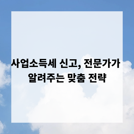 사업소득세 신고, 전문가가 알려주는 맞춤 전략