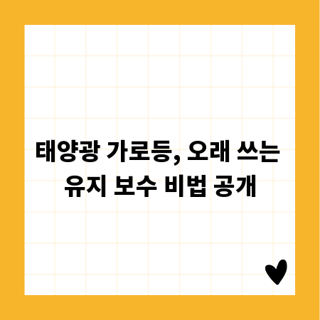 태양광 가로등, 오래 쓰는 유지 보수 비법 공개