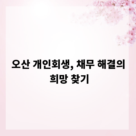오산 개인회생, 채무 해결의 희망 찾기