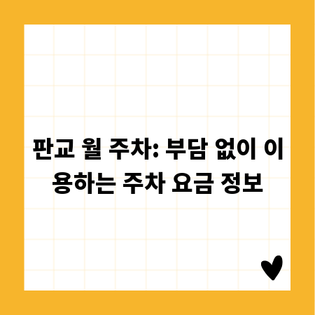 판교 월 주차: 부담 없이 이용하는 주차 요금 정보
