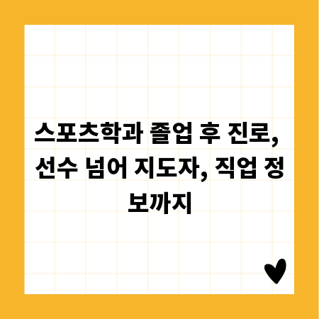 스포츠학과 졸업 후 진로, 선수 넘어 지도자, 직업 정보까지