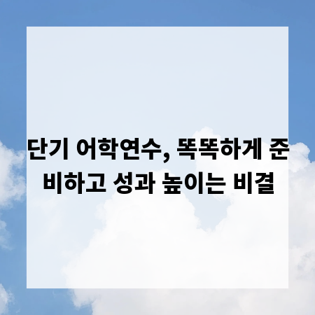 단기 어학연수, 똑똑하게 준비하고 성과 높이는 비결
