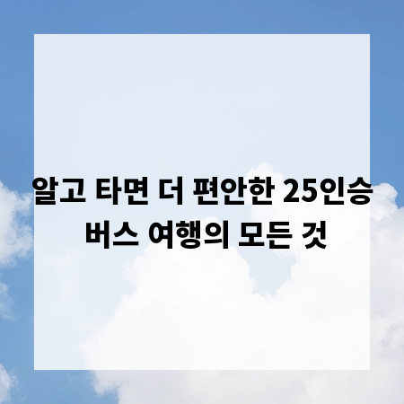 알고 타면 더 편안한 25인승 버스 여행의 모든 것