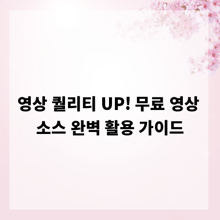 영상 퀄리티 UP! 무료 영상 소스 완벽 활용 가이드