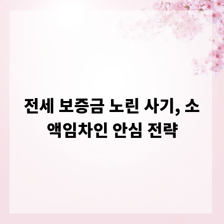 전세 보증금 노린 사기, 소액임차인 안심 전략