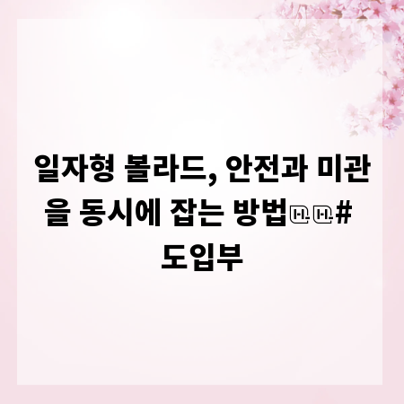 일자형 볼라드, 안전과 미관을 동시에 잡는 방법

# 도입부