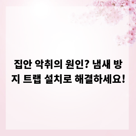 집안 악취의 원인? 냄새 방지 트랩 설치로 해결하세요!