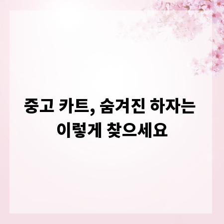 중고 카트, 숨겨진 하자는 이렇게 찾으세요