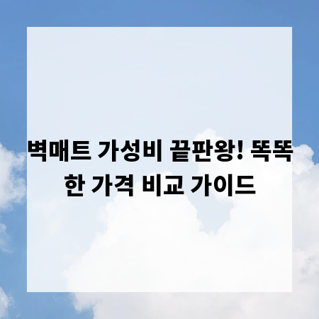 벽매트 가성비 끝판왕! 똑똑한 가격 비교 가이드