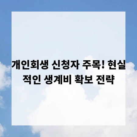 개인회생 신청자 주목! 현실적인 생계비 확보 전략