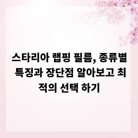 스타리아 랩핑 필름, 종류별 특징과 장단점 알아보고 최적의 선택 하기